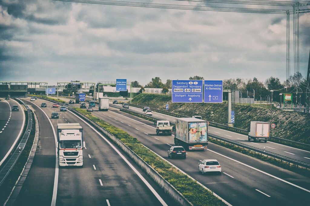 image of trucks on highway