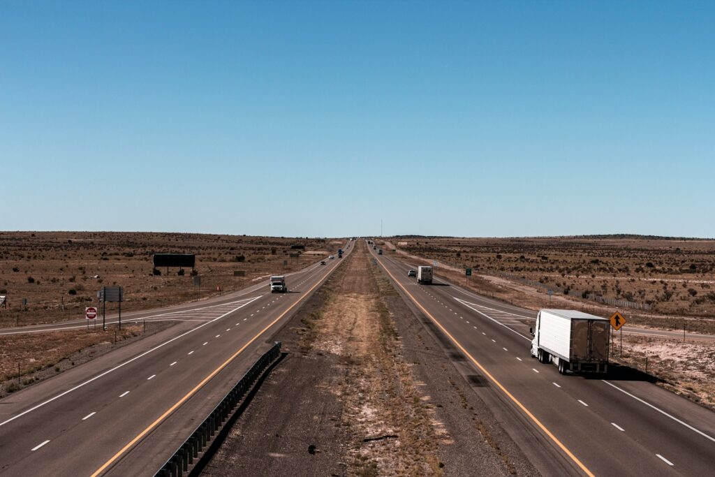 image of roads and trucks