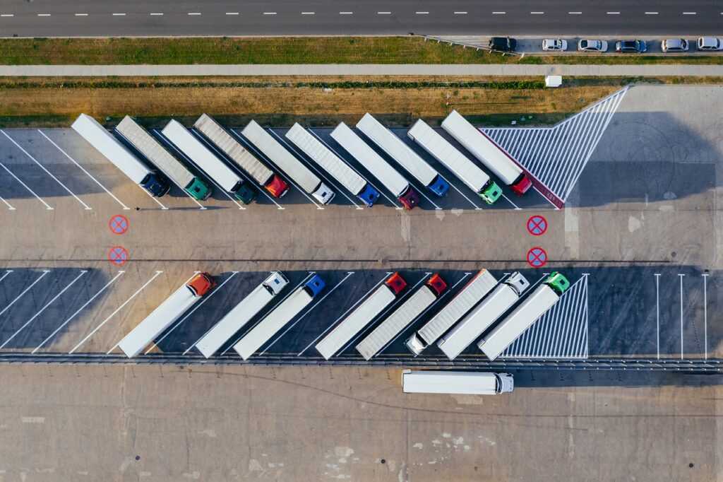 Image of Trucks taken by drone