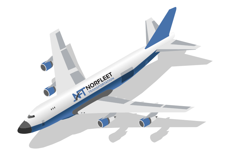 NFT Norfleet Transportation branded cargo airplane in white and blue livery