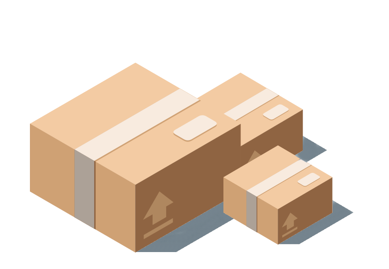 Cardboard shipping boxes of different sizes for freight and package delivery